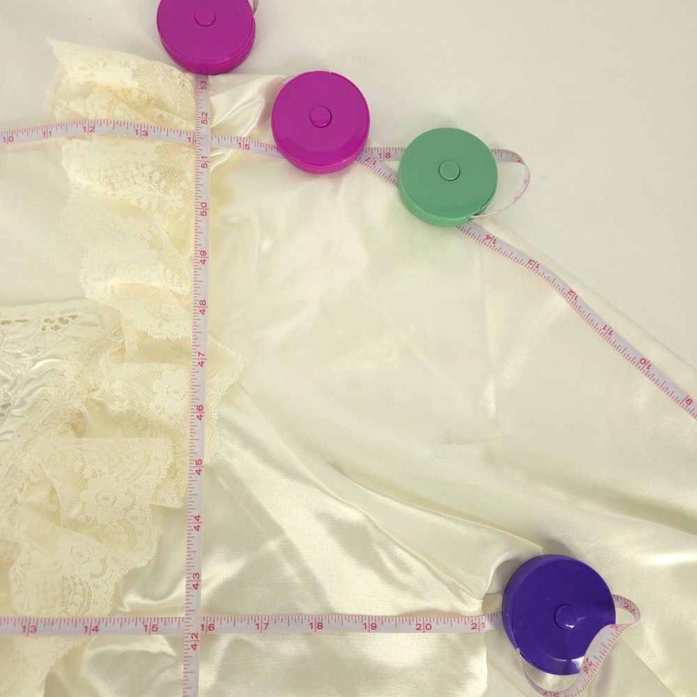 Vintage Llise Stevens Nightgown Womens Medium White Satin Lace Ruffle Cuffs Long - Picture 4 of 16